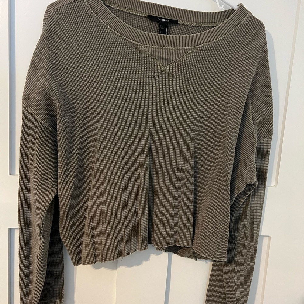 Casual Olive Green Women's Top